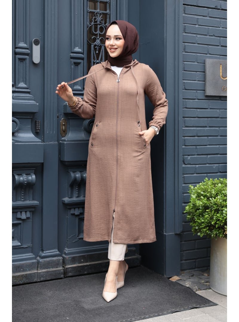 Neva Style Kapüşonlu Camel Kap 539c