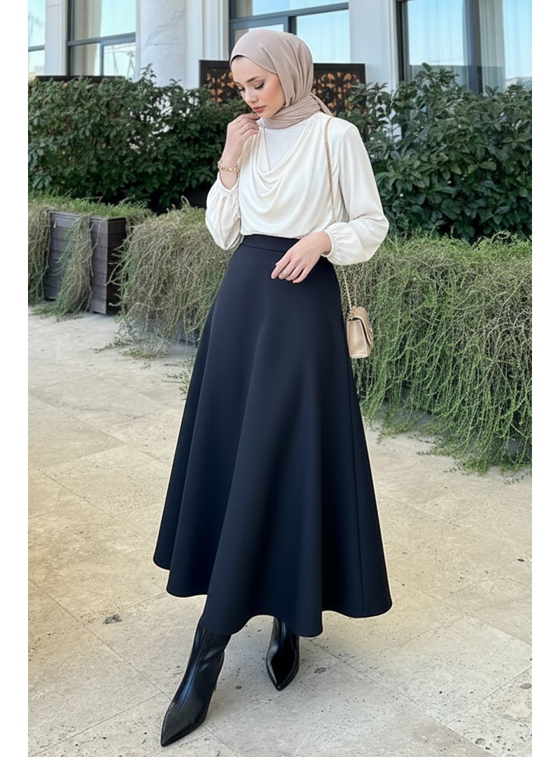 Salih Çelebi Siyah Scuba Kloş Etek