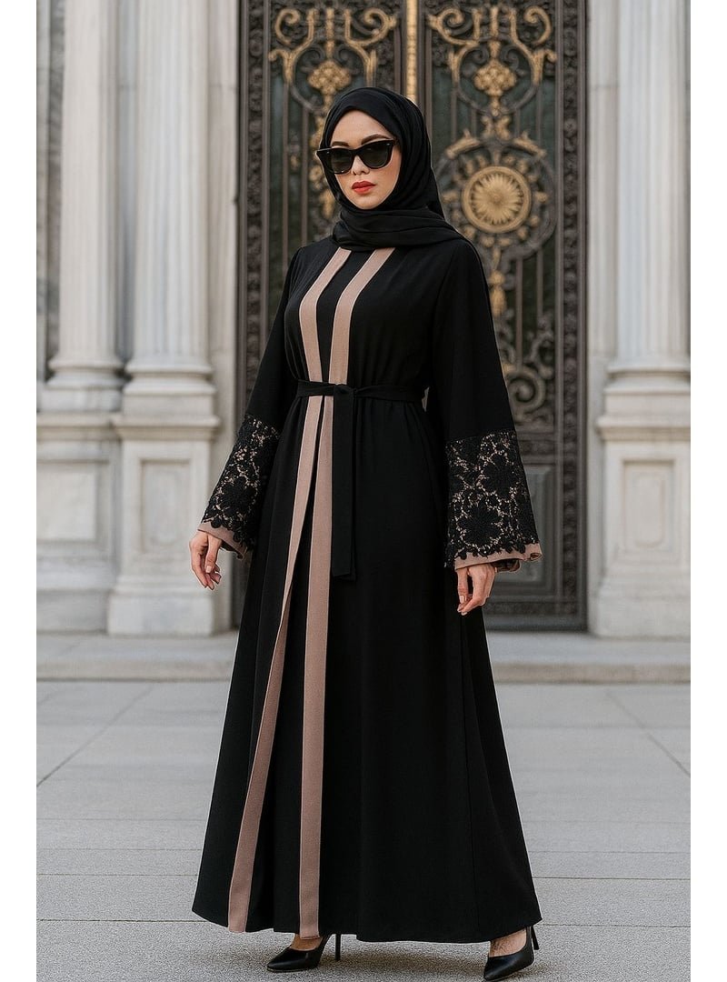 Neva Style Volan Kollu Somon Abaya 55084smn Neva Style Volan Kollu Somon Abaya 55084smn