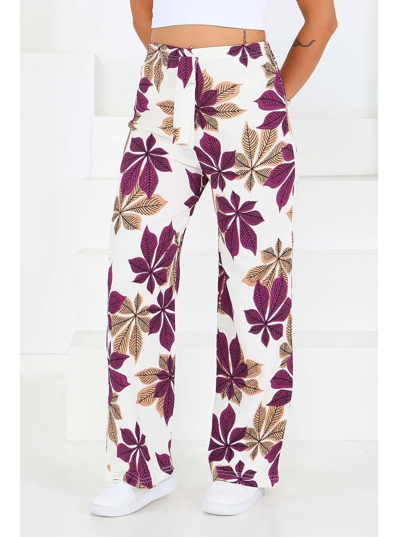 Tofisa Mor Desenli Beli Lastikli Bürümcük Pantolon