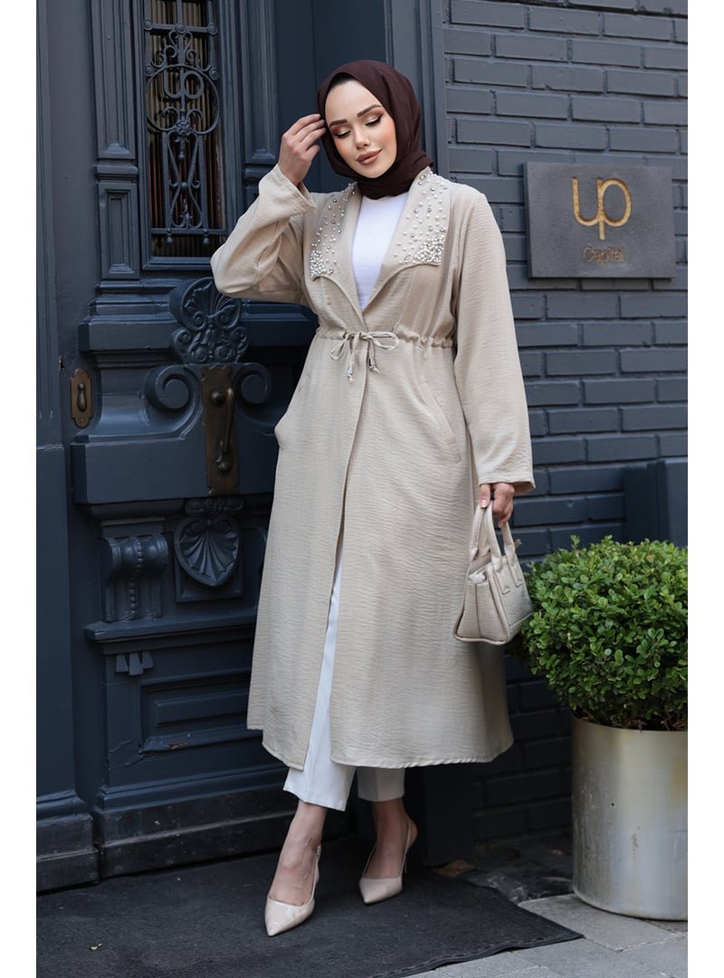 Neva Style İnci Detaylı Bej Kap 6714bej Neva Style İnci Detaylı Bej Kap 6714bej