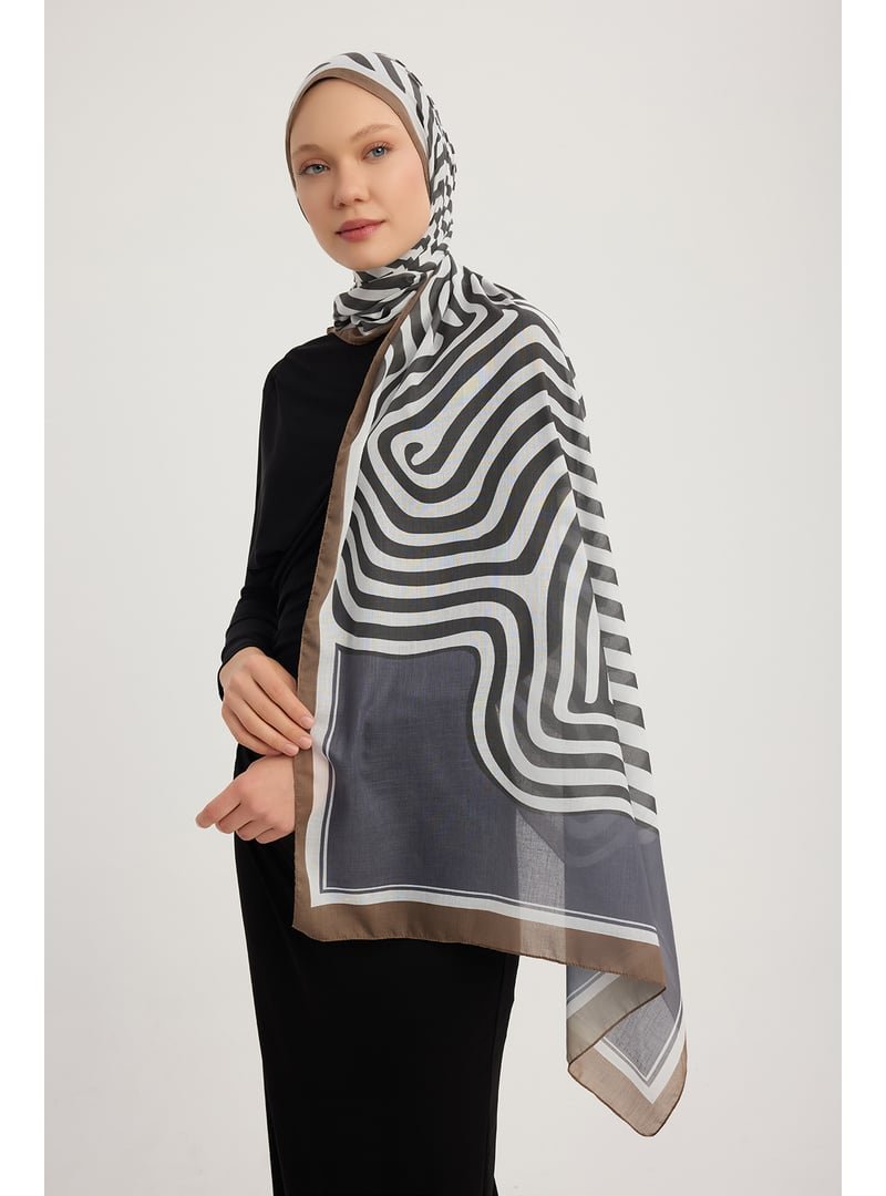 ŞALESS 70x190 Cm Yaşam İzi Siyah Efilia Desenli Şal