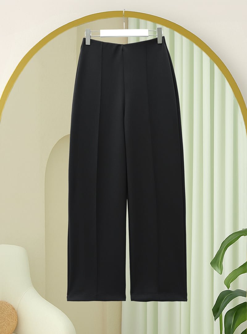 Podyumplus Siyah Bol Paça Çimalı İki İp Penye Pantolon Podyumplus Siyah Bol Paça Çimalı İki İp Penye Pantolon