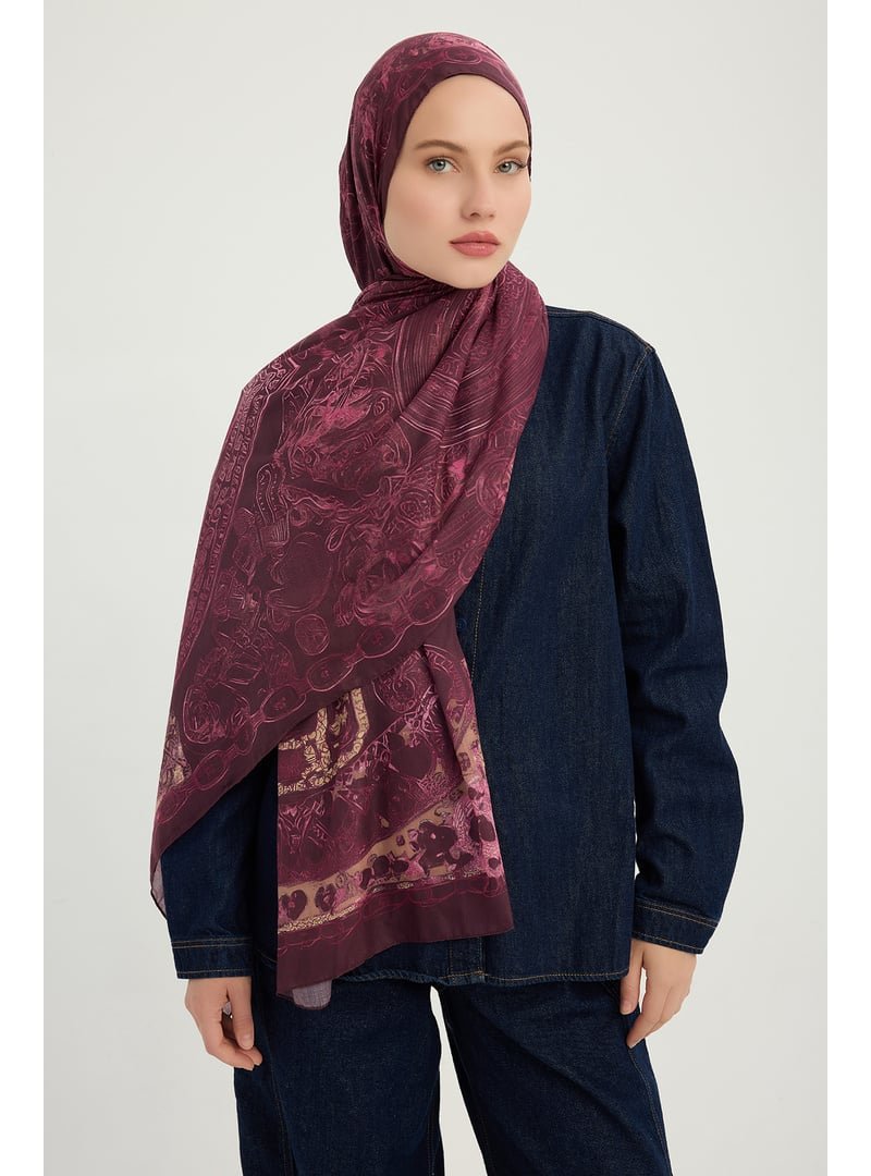 ŞALESS 70x190 Cm Sonsuz Aşk Bordo Efilia Desenli Şal