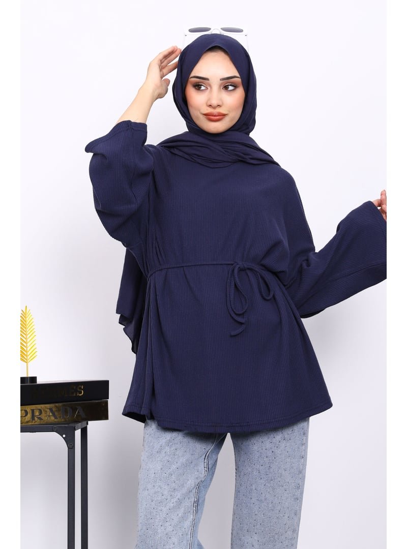 İmaj Butik Lacivert Bisiklet Yaka Bel Kuşaklı Tunik İmaj Butik Lacivert Bisiklet Yaka Bel Kuşaklı Tunik