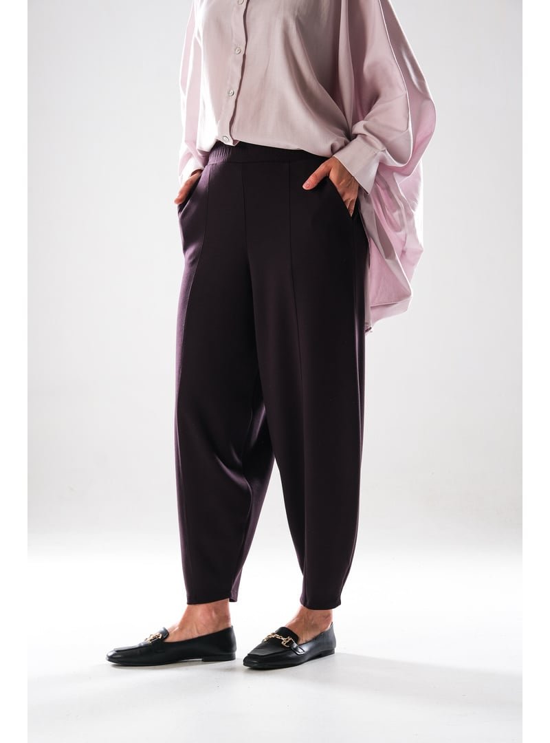 Plistre 2281_ Beli Lastikli Cepli Harem Şalvar Pantolon – Rahat Kalıp Günlük Alt Giyim