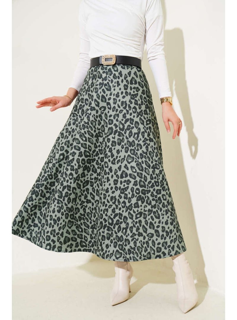 Volt Clothing Leopar Desen Scuba Etek Çağla Yeşili Volt Clothing Leopar Desen Scuba Etek Çağla Yeşili