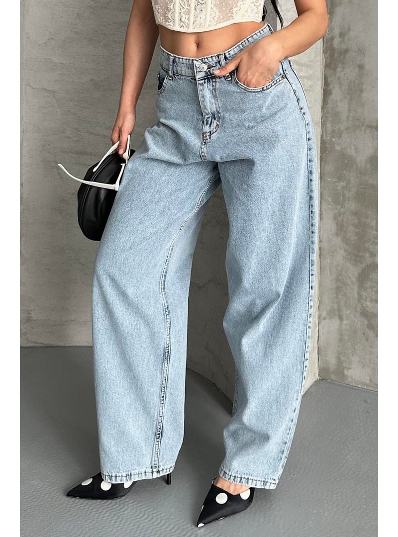 Tofisa Buz Mavi Kar Yıkamalı Baggy Kot Pantolon Tofisa Buz Mavi Kar Yıkamalı Baggy Kot Pantolon