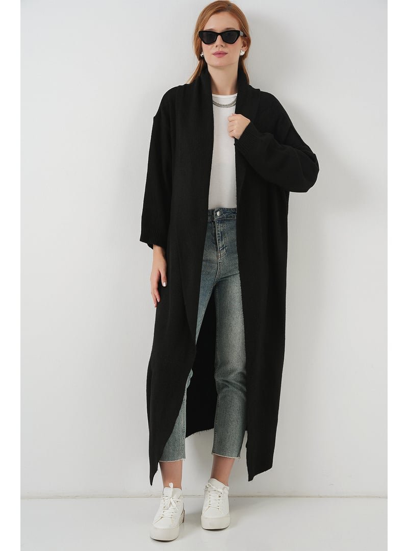 Bigdart Siyah Uzun Oversize Triko Hırka Bigdart Siyah Uzun Oversize Triko Hırka