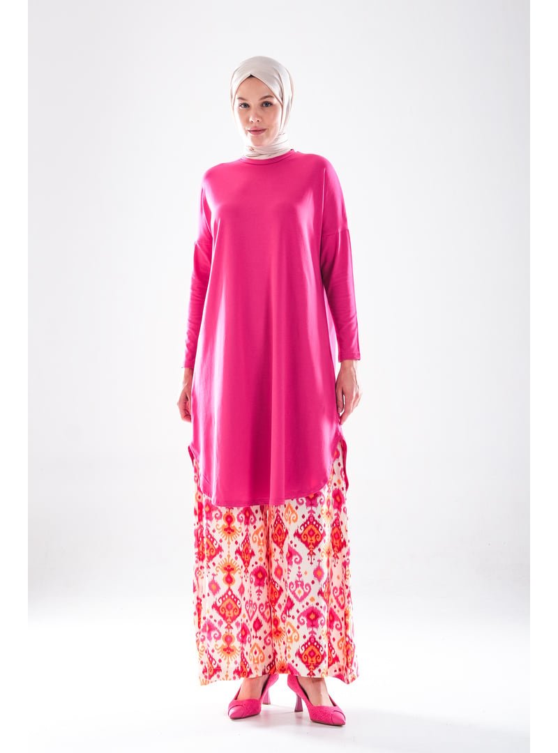 Plistre 2272_ Etnik Desenli Cepli Pamuk Dokuma – Rahat Kesim Uzun Etek Pantolon