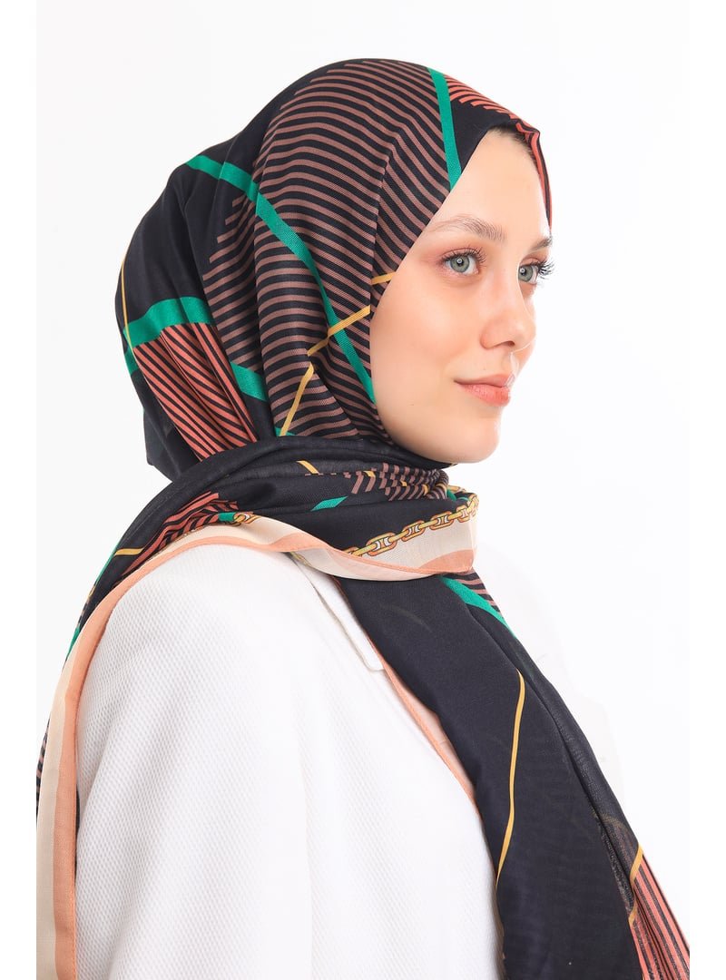 19v69 ITALIA Geometrik Desen Pavia Seri Şal Askısı İle Birlikte 90x200 Cm Siyah Kahve Yeşil 19v69 ITALIA Geometrik Desen Pavia Seri Şal Askısı İle Birlikte 90x200 Cm Siyah Kahve Yeşil