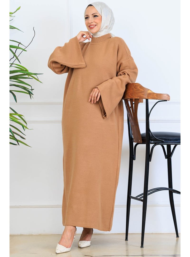 Benguen Vizon Uzun Triko Elbise