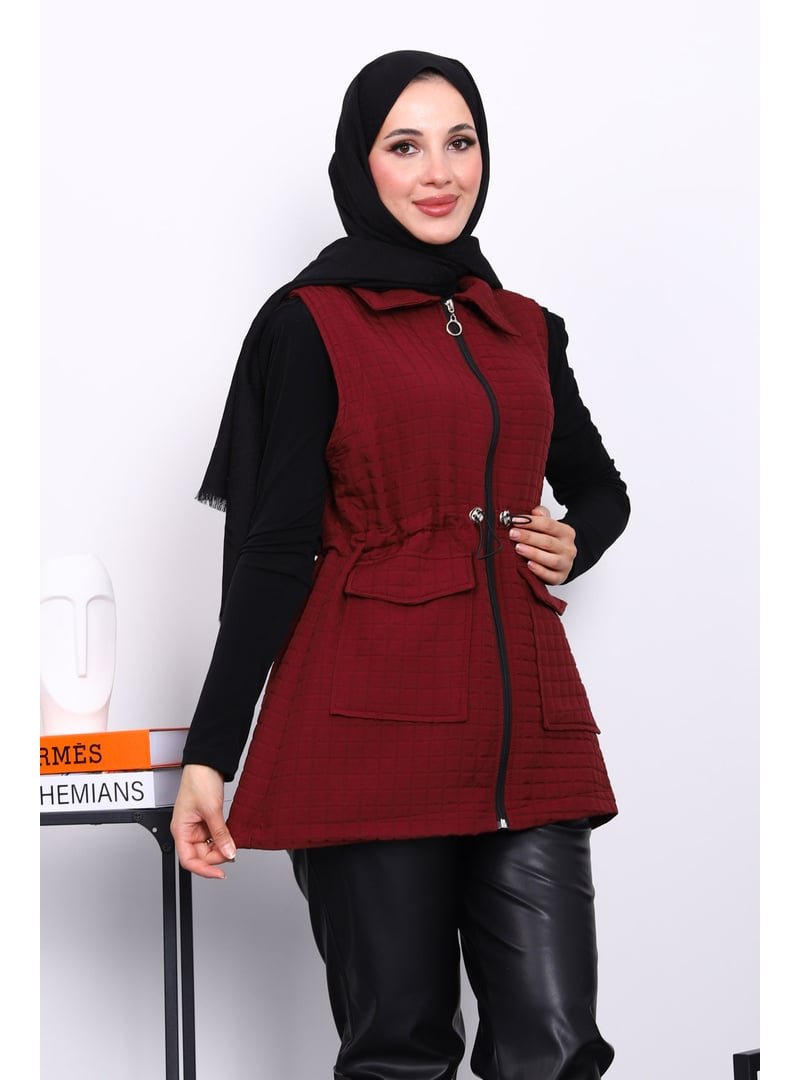 İmaj Butik Mürdüm Fermuarlı Kapitone Yelek İmaj Butik Mürdüm Fermuarlı Kapitone Yelek