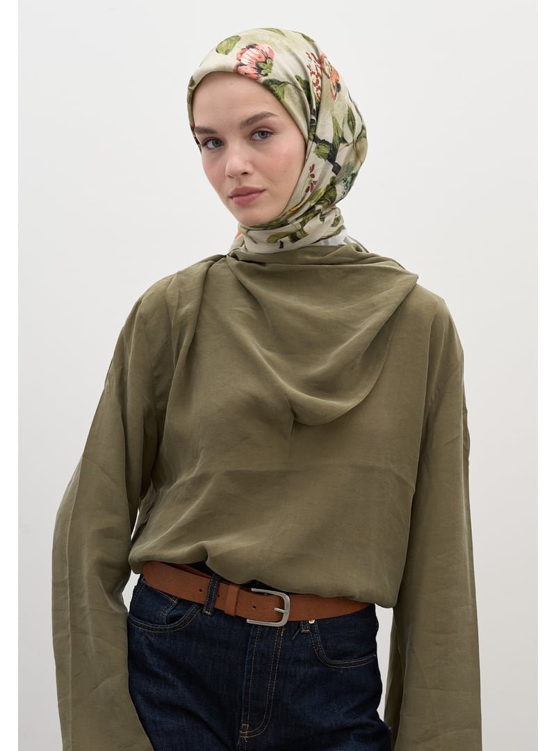 FRESHSCARFS Soft Yeşil Flower Rain Desen Pamuklu Viskon Eşarp FRESHSCARFS Soft Yeşil Flower Rain Desen Pamuklu Viskon Eşarp