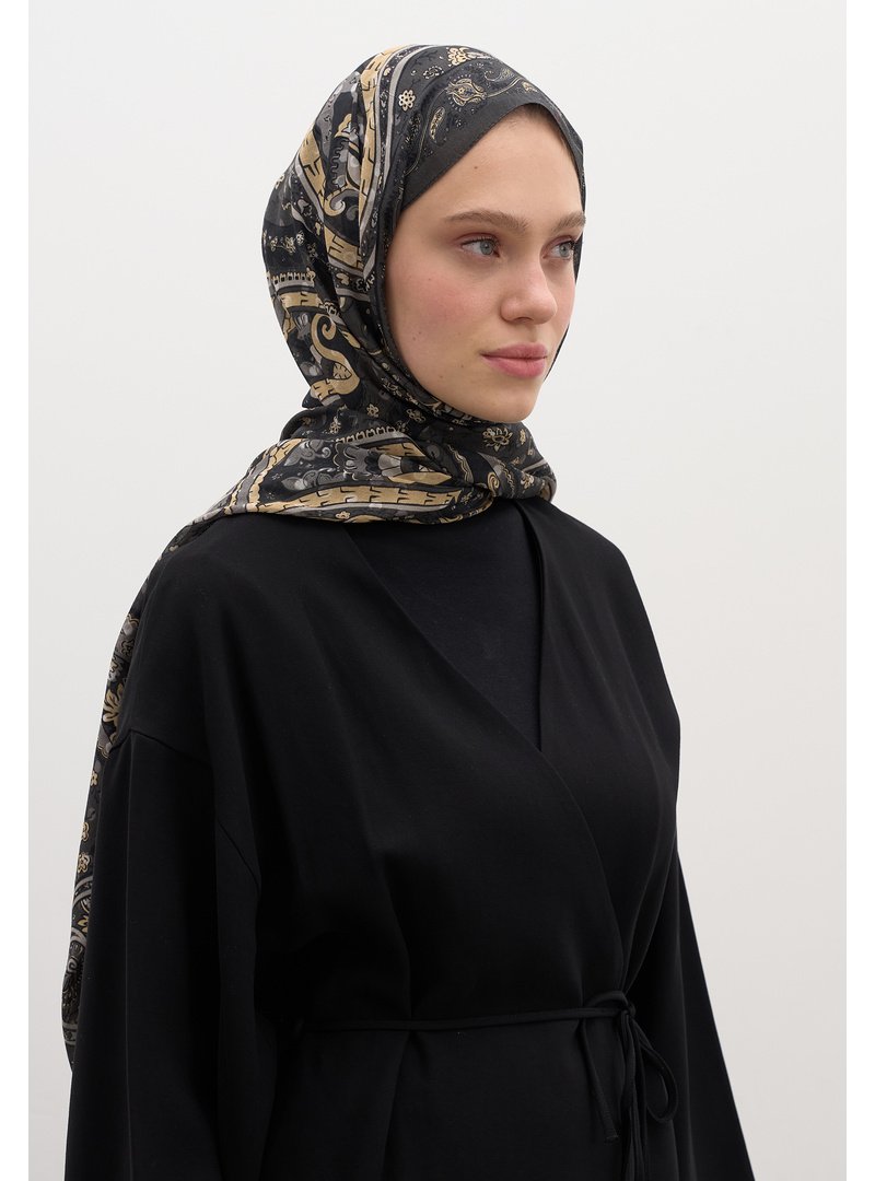 FRESHSCARFS Antrasit Panthea Desen Şal FRESHSCARFS Antrasit Panthea Desen Şal