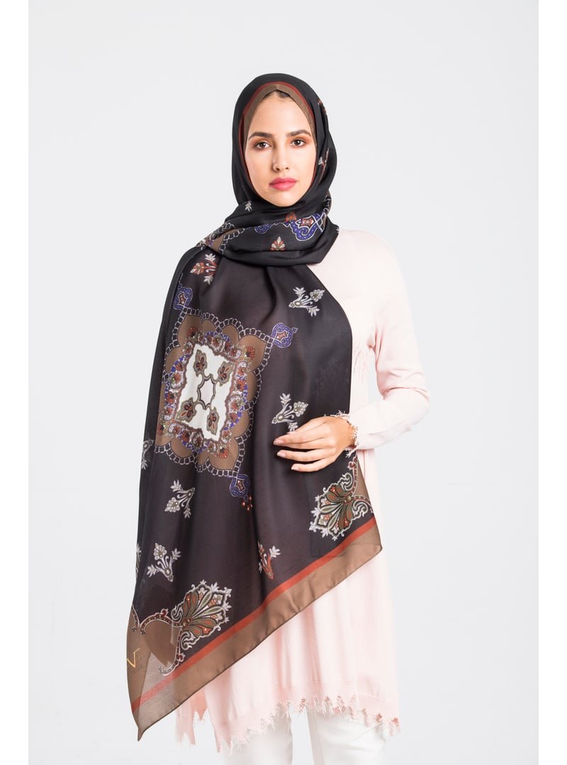 19v69 ITALIA Haki Etnik Desen Pavia Seri Şal Askısı İle Birlikte 90x200 Cm 19v69 ITALIA Haki Etnik Desen Pavia Seri Şal Askısı İle Birlikte 90x200 Cm