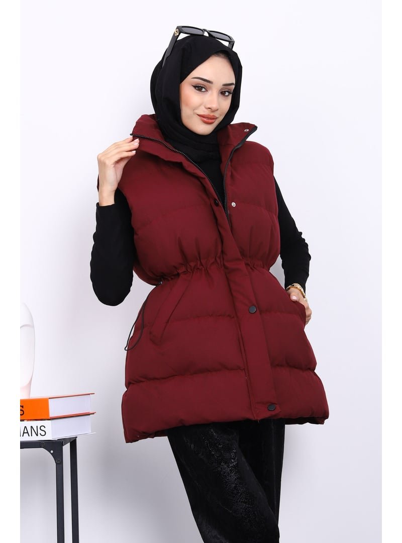İmaj Butik Bordo Bel Lastikli Cepli Şişme Yelek İmaj Butik Bordo Bel Lastikli Cepli Şişme Yelek