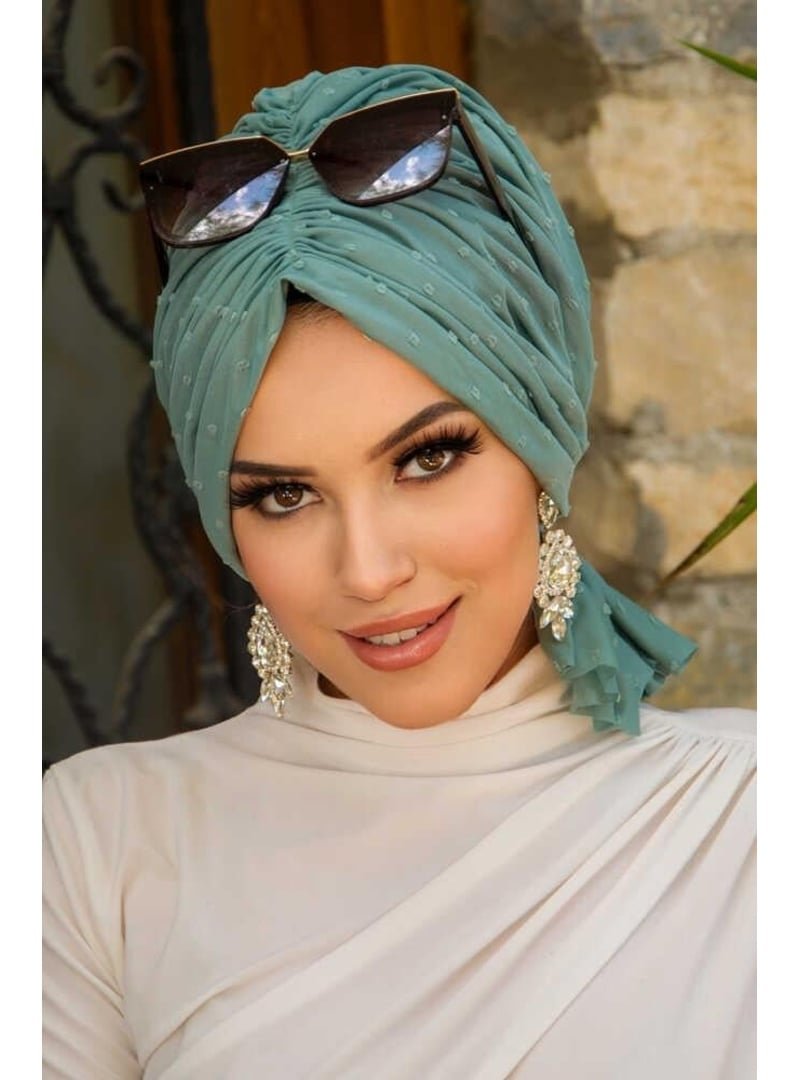 AİŞE TESETTÜR Mint Ponpon Tokalı Bone