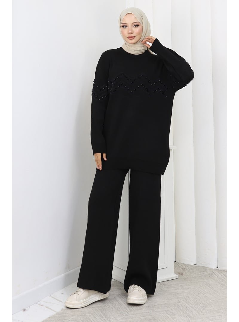 Benguen Siyah Zikzak Boncuklu Takım