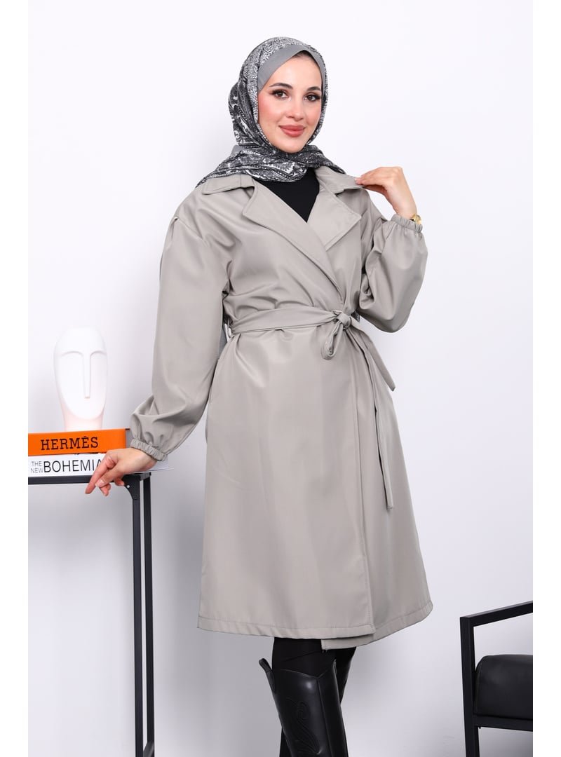 İmaj Butik Mint Kruvaze Yaka Kuşaklı Trençkot İmaj Butik Mint Kruvaze Yaka Kuşaklı Trençkot