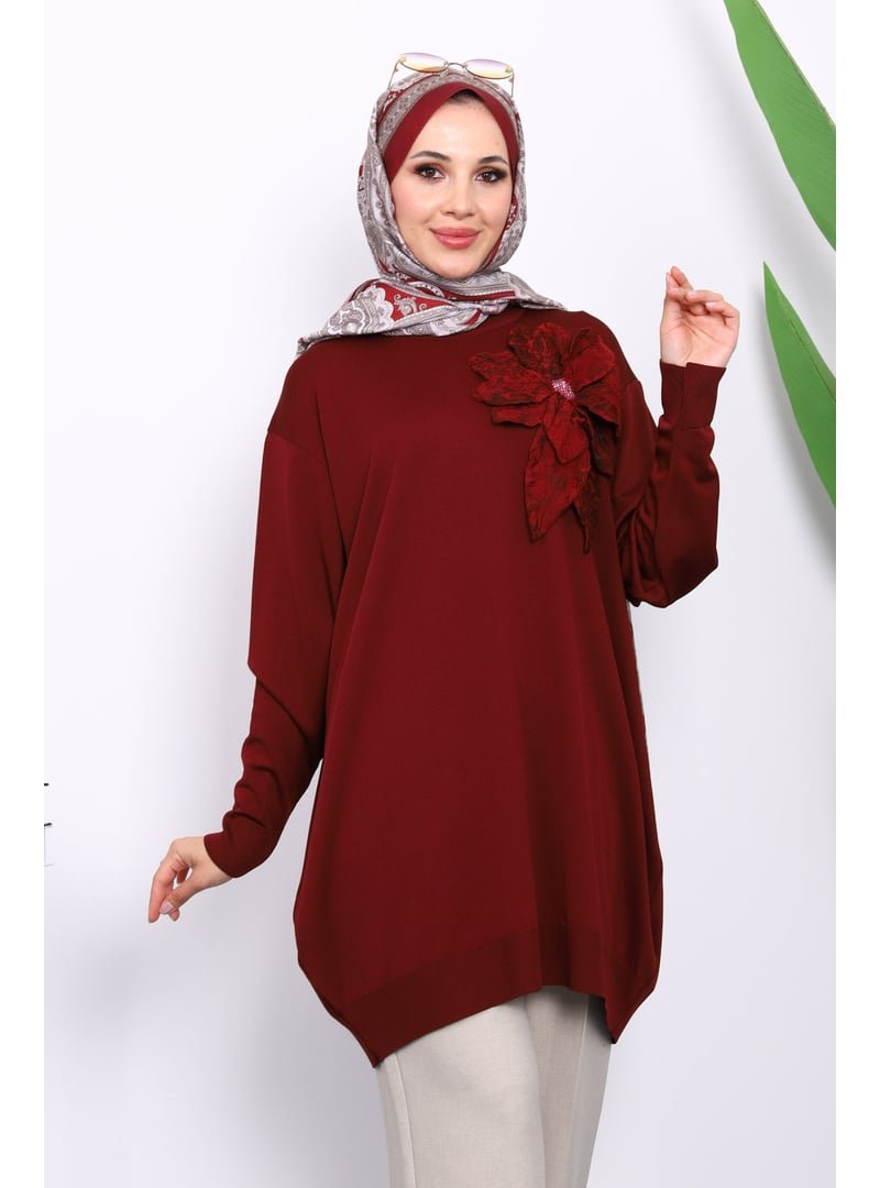 İmaj Butik Bordo Soğuk İplik Çiçek Detaylı Triko Tunik İmaj Butik Bordo Soğuk İplik Çiçek Detaylı Triko Tunik