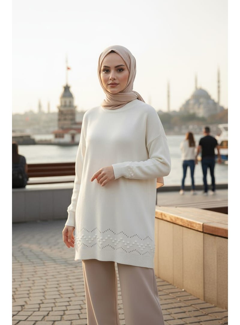 Neva Style Desenli Ekru Triko Kazak Tunik 20023e Neva Style Desenli Ekru Triko Kazak Tunik 20023e