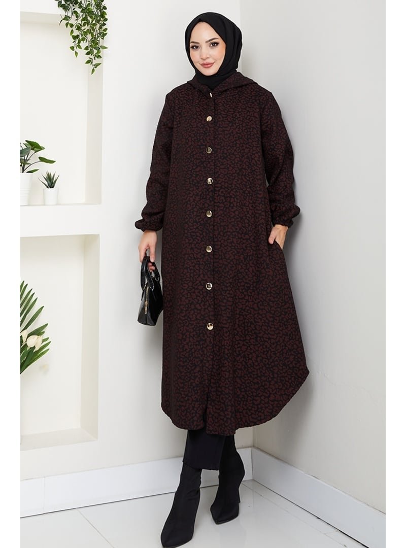 Bestenur Bordo Dilra Kapüşonlu Kaşe Kap