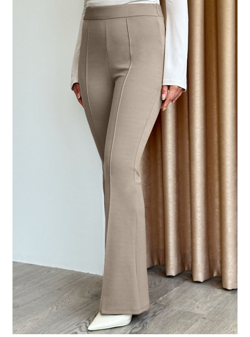 InStyle Yüksek Bel İspanyol Paça Koyu Bej Palazzo Pantolon InStyle Yüksek Bel İspanyol Paça Koyu Bej Palazzo Pantolon