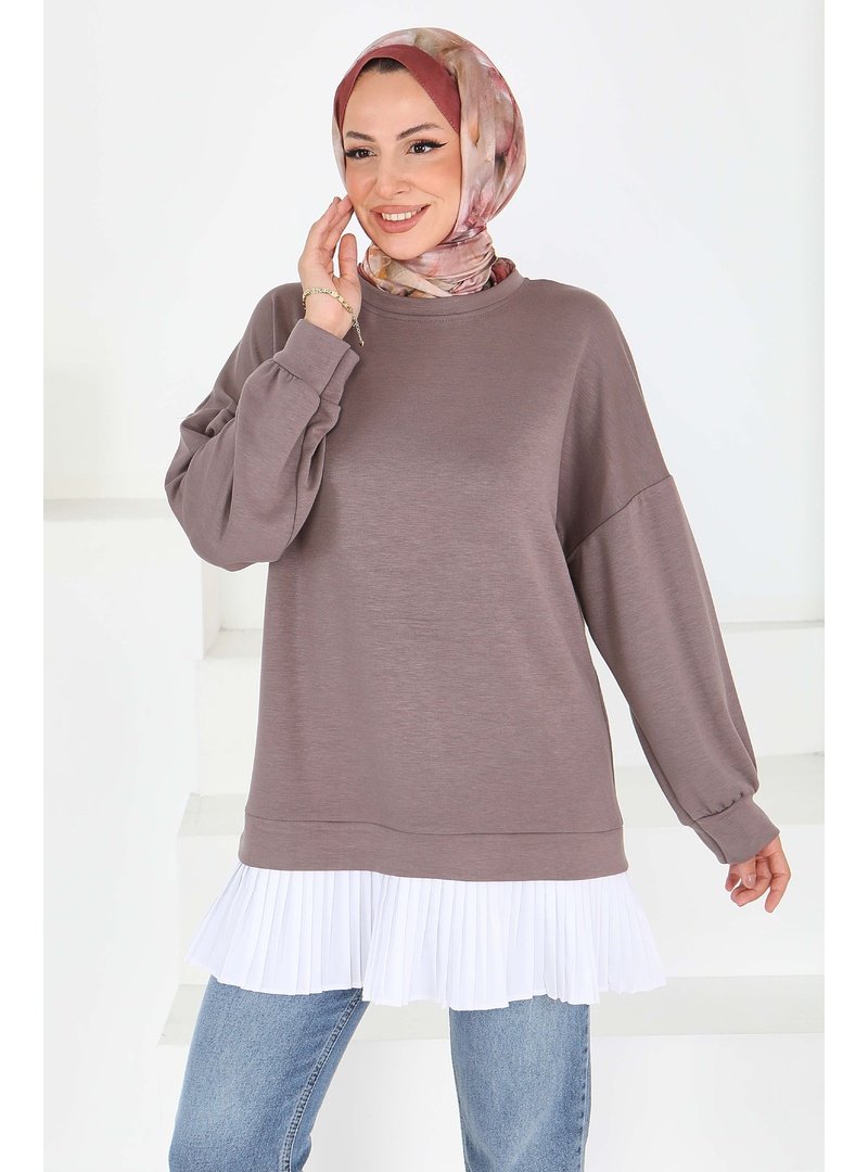 Tofisa Vizon Eteği Pile Detaylı Modal Tunik