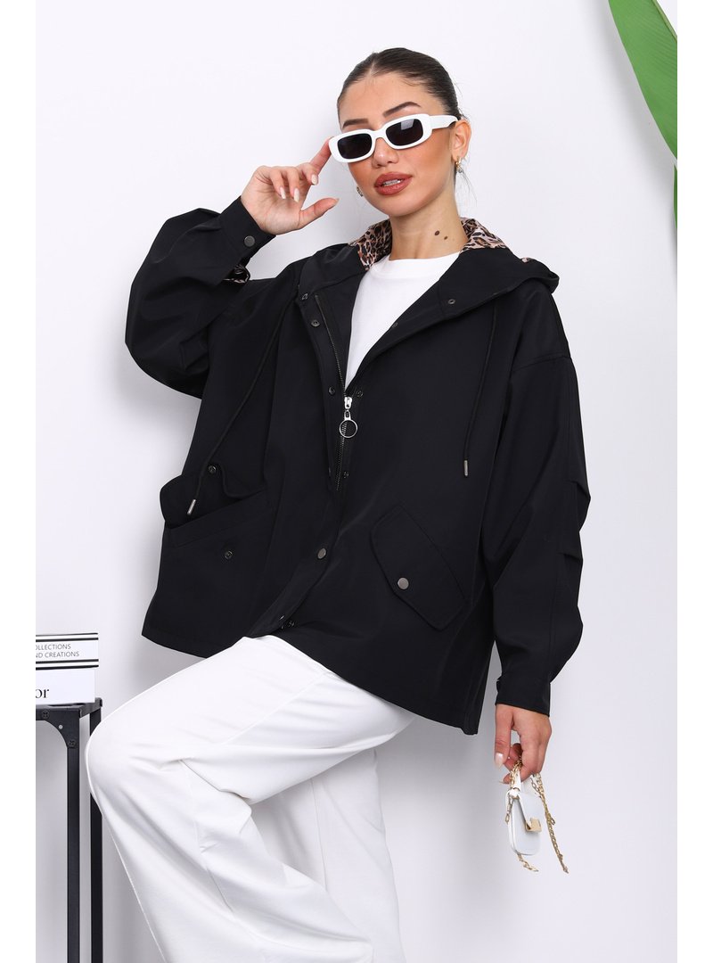 İmaj Butik Siyah Kapüşonlu Çıtçıt Detaylı Kısa Trençkot İmaj Butik Siyah Kapüşonlu Çıtçıt Detaylı Kısa Trençkot