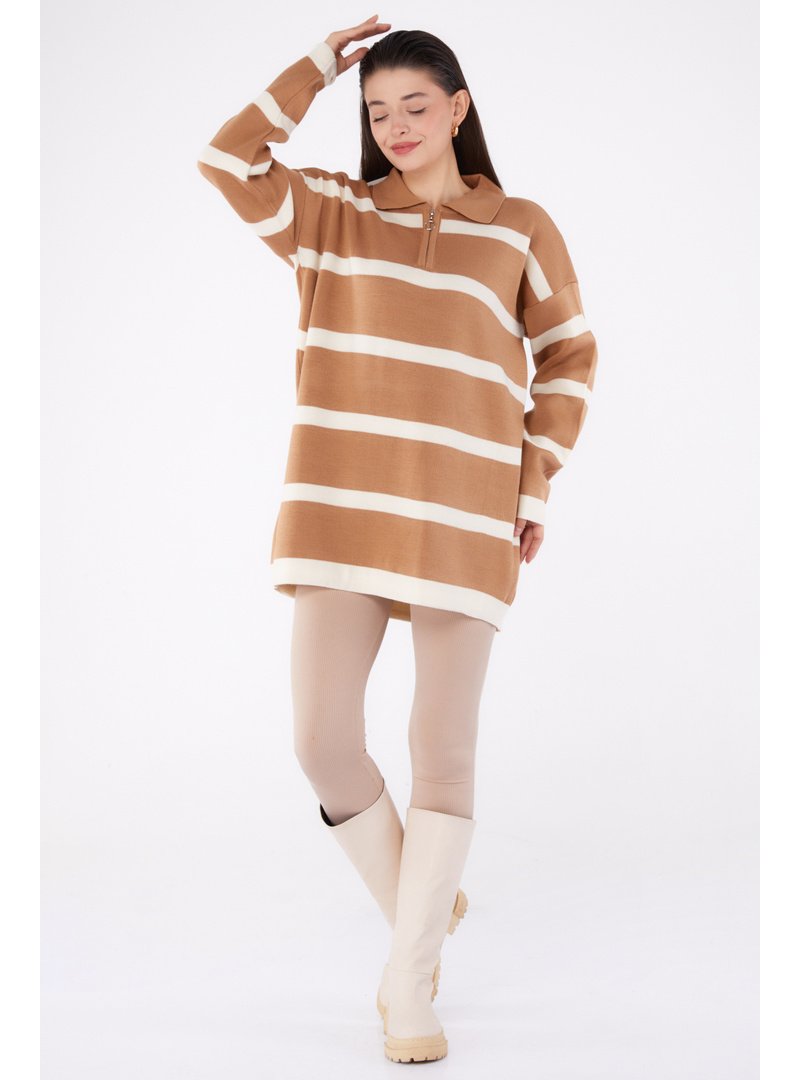 Tofisa Vızon Vizon Çizgili Triko Tunik