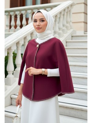 Salih Çelebi Bordo Tek Düğmeli Kaşe Panço