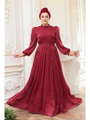 Neva Style Boncuk Detaylı Bordo 52751br