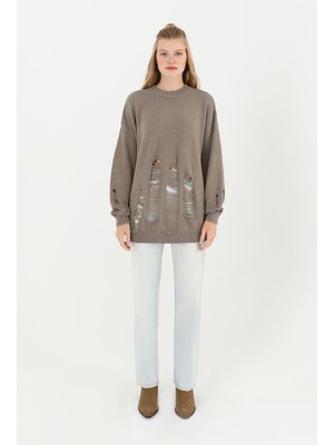 Podyumplus 32034tun Yırtıklı Triko Tunik