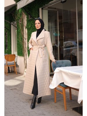 Kadeem Giyim Rüyam Jakarlı Şal Yaka Kapitone Mont