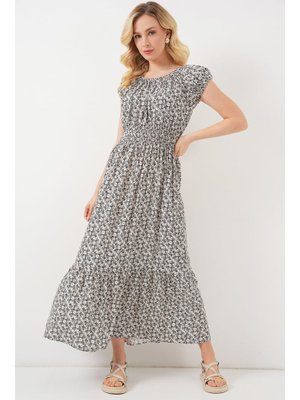 Bigdart Siyah Yakası Büzgü Detaylı Elbise