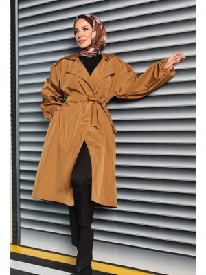 Tofisa Taba Kuşaklı Kolu Lastikli Miranda Trençkot