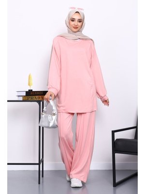 İmaj Butik Pudra Yan Cepli Omuz Parçalı Alt Çımalı Modal Takım