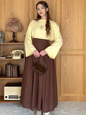 Ceylan Otantik Acı Kahve Pile Detay Etek