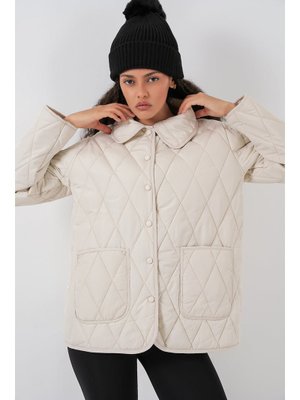 Bigdart Ekru Kapitone Oversize Mont