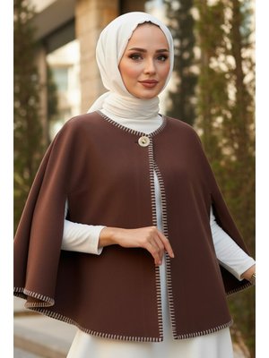 Salih Çelebi Kahverengi Tek Düğmeli Kaşe Panço