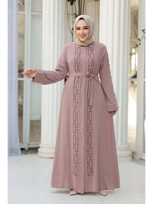 Neva Style Boncuk İşlemeli Pudra Abaya 29118pd