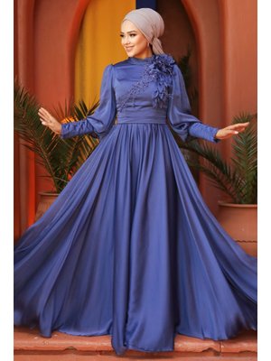 Neva Style Çiçek Detaylı Sax Mavisi 21960sx