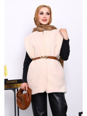 İmaj Butik Bej Buklet Astarlı Yelek