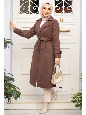 Neva Style Kemerli Kahverengi Kaban 61210kh