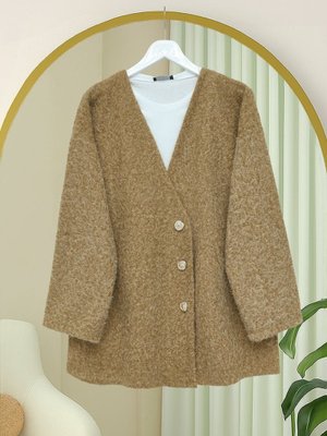 Podyumplus Vizon V Yaka Düğmeli Sakallı Kap