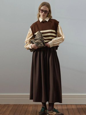 Ceylan Otantik Acı Kahve Fırfır Detay Poliviskon Etek