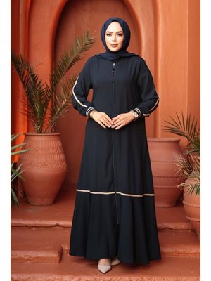 Neva Style Fermuarlı Lacivert Ferace 26212l