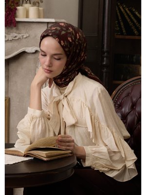 FRESHSCARFS Bordo Leana Desen Pamuklu Viskon Eşarp