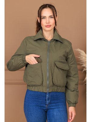 Bestenur Haki Kapak Cepli Mont